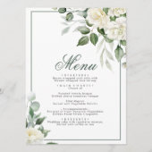 Eukalyptus White Blume Wedding Menu 12x18 Menükarte (Vorderseite)