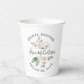 Eukalyptus White Floral Brautparty Cups Pappbecher (Vorderseite)