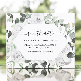 Eukalyptus White Floral Save the Date