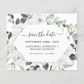 Eukalyptus White Floral Save the Date (Vorderseite)