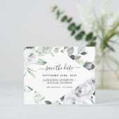 Eukalyptus White Floral Save the Date (Stehend Vorderseite)