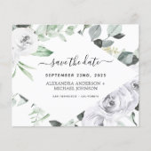 Eukalyptus White Floral Save the Date (Vorderseite)