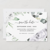 Eukalyptus White Floral Save the Date Einladung (Vorderseite)