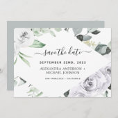 Eukalyptus White Floral Save the Date Einladung (Vorne/Hinten)