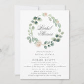 Eukalyptus White Floral Wreath Brautparty Einladung (Vorderseite)