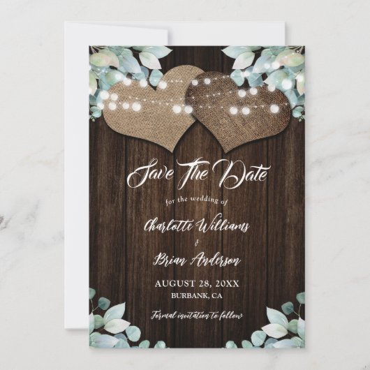 Eukalyptus White Lace Wedding Save The Date (Vorderseite)