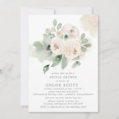 Eukalyptus White Rose Brautparty Einladung (Vorderseite)