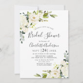 Eukalyptus White Roses Brautparty Einladung (Vorderseite)