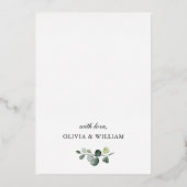 Eukalyptus White Roses Brautparty Gold Folieneinladung (Rückseite)