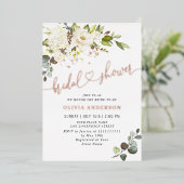 Eukalyptus White Roses Brautparty Gold Folieneinladung (Stehend vorne)