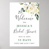 Eukalyptus White Roses Brautparty Poster (Vorne)