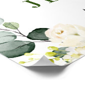 Eukalyptus White Roses Brautparty Poster (Ecke)
