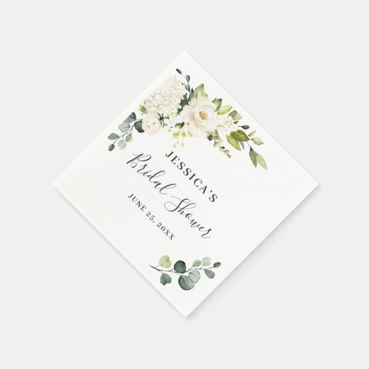 Eukalyptus White Roses Brautparty Serviette (Ecke)