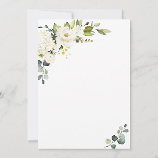 Eukalyptus White Roses Brunch & Bubbly Einladung (Rückseite)