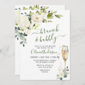 Eukalyptus White Roses Brunch & Bubbly Einladung (Vorne/Hinten)