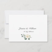 Eukalyptus White Roses Floral Wedding RSVP Karte (Rückseite)