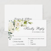 Eukalyptus White Roses Floral Wedding RSVP Karte (Vorne/Hinten)