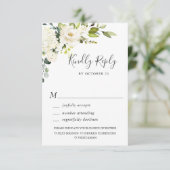Eukalyptus White Roses Floral Wedding RSVP Karte (Stehend Vorderseite)