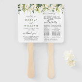 Eukalyptus White Roses Hochzeitsprogramm Fächer (Vorne und Hinten)