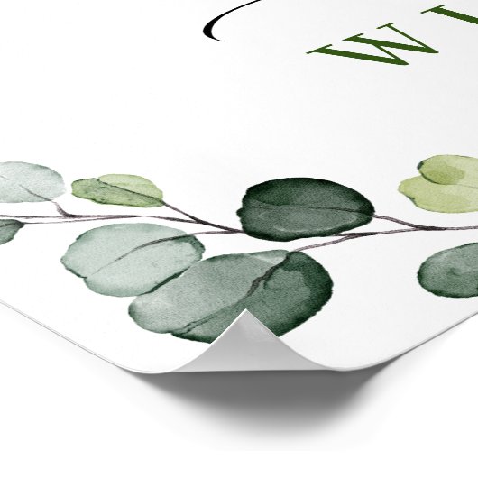 Eukalyptus White Roses Probe Dinner Poster (Ecke)