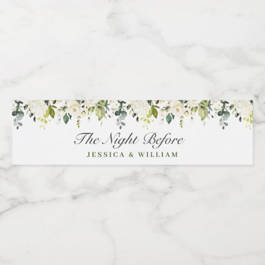 Eukalyptus White Roses Probe Dinner Wasserflaschenetikett (Einzelnes Label)