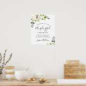 Eukalyptus White Roses Unplugged Wedding Zeremonie Poster (Küche)