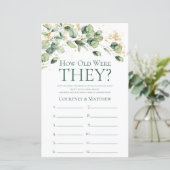 Eukalyptus Wie alt waren sie Brautparty-Spiel (Stehend Vorderseite)