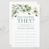 Eukalyptus Wie alt waren sie Brautparty-Spiel (Vorne/Hinten)