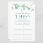 Eukalyptus Wie alt waren sie Brautparty-Spiel (Vorne/Hinten)