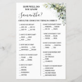Eukalyptus Wie gut kennen Sie die Bride-Game-Karte Flyer (Vorne)