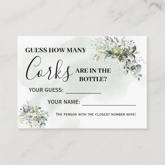 Eukalyptus Wie viele Korken zweisprachige Spielkar Platzkarte (Vorderseite)