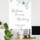 Eukalyptus Willkommen bei unserer Hochzeit Poster (Heimbüro)