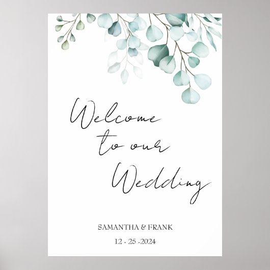Eukalyptus Willkommen bei unserer Hochzeit Poster (Vorne)