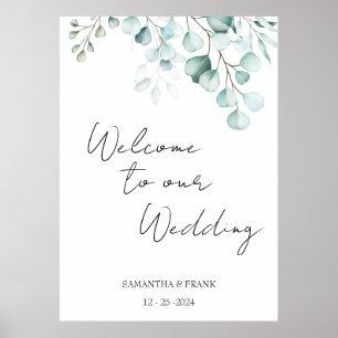 Eukalyptus Willkommen zu unserer Hochzeit Poster