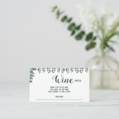 Eukalyptus Wine Raffle Wedding Brautparty Card Platzkarte (Stehend Vorderseite)