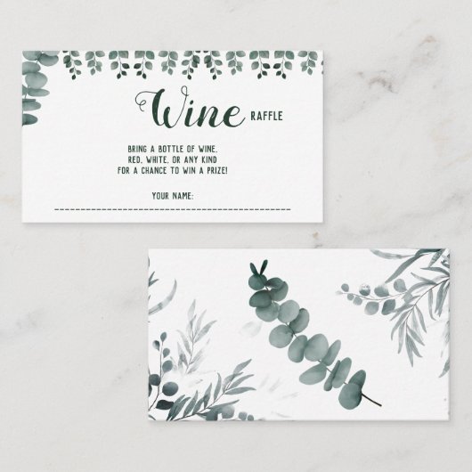 Eukalyptus Wine Raffle Wedding Brautparty Card Platzkarte (Vorne/Hinten)
