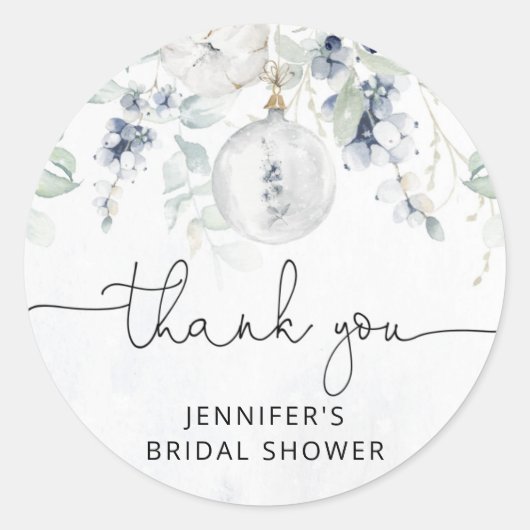 Eukalyptus-Winter-Brautparty Runder Aufkleber (Vorderseite)