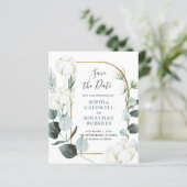Eukalyptus Winter Wedding Save the Date (Stehend Vorderseite)