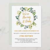 Eukalyptus, wir haben eine Babyankündigung Einladung (Vorne/Hinten)