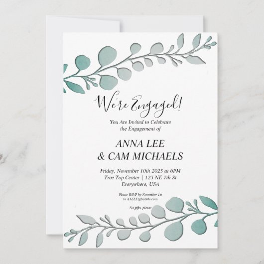 Eukalyptus | Wir sind Verlobt Einladung (Vorderseite)