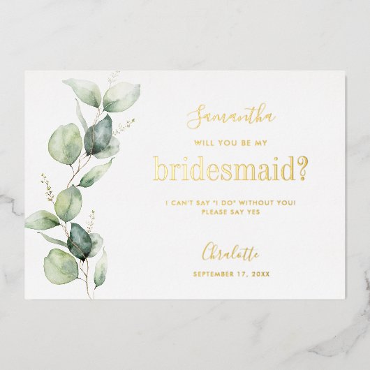 Eukalyptus wird mein Vorschlag für eine Überbrücku Folieneinladung (Vorderseite)