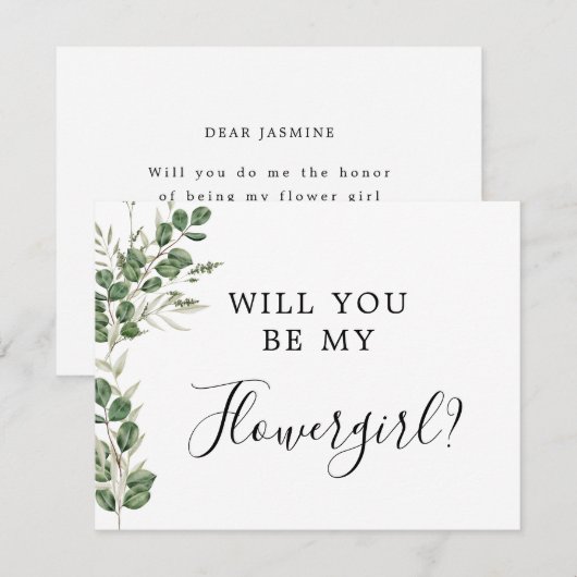 Eukalyptus wird meine Blume Mädchenkarte sein Save The Date (Vorne/Hinten)