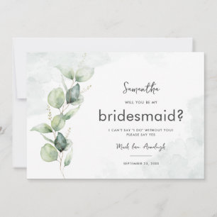 Eukalyptus wird meine Bridesmaid-Angebotskarte sei Einladung
