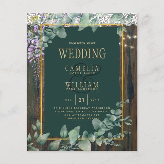 Eukalyptus Wisteria WEDD Rustic Lace INV Flyer (Vorne)