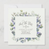 Eukalyptus with Lavender Blume Square Wedding Save The Date (Vorderseite)