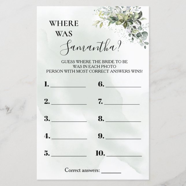 Eukalyptus Wo duschte sie zweisprachiges Spiel (Vorderseite)