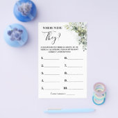 Eukalyptus Wo waren sie Brautparty Game Card Flyer (Einzeln)