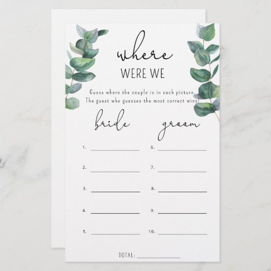 Eukalyptus - Wo waren wir Brautparty (Vorne/Hinten)