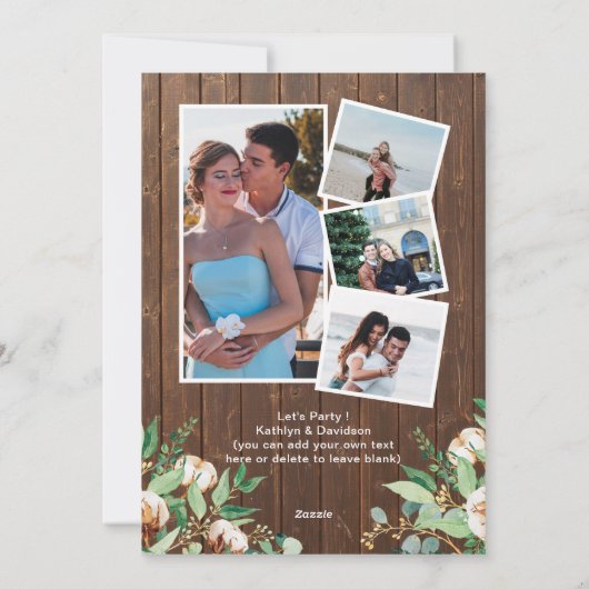 Eukalyptus Wood 4 Foto I Verlobung Einladung (Rückseite)