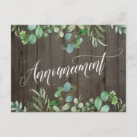 Eukalyptus & Wood - Ankündigung einer Hochzeit
